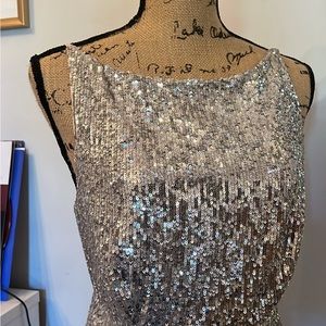 GIANNI BINI - Silver Sequin Dress - Size 8